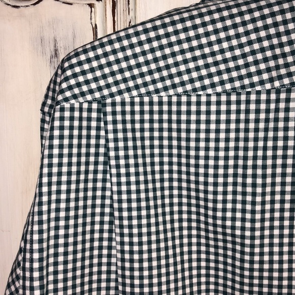 Men’s Non-Iron 100% Cotton Traditional Fit Green and White Gingham Check Shirt - Picture 7 of 12